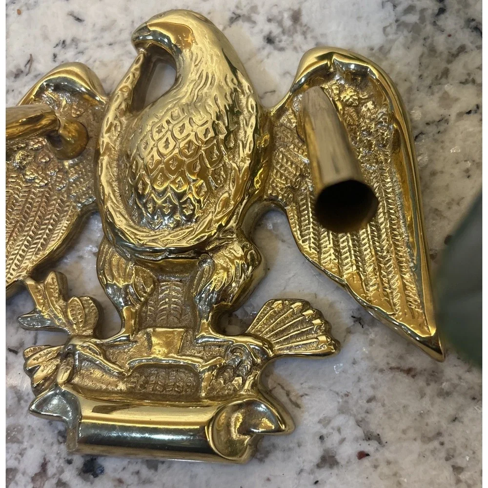 Vintage Solid Brass Eagle Pen Holder Desk‎  American Patriotic Spread Wing